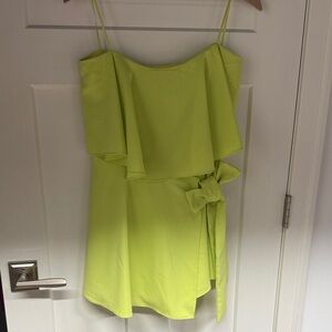 Lime Green Ruffle Dress with Bow